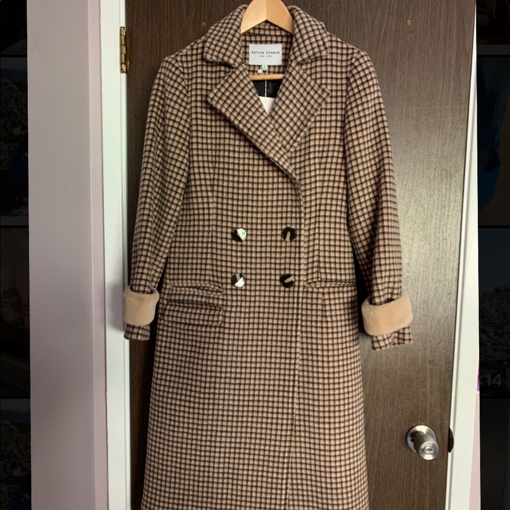 NWT never worn! Petite Studio NYC Britta Wool Coat Plaid XS